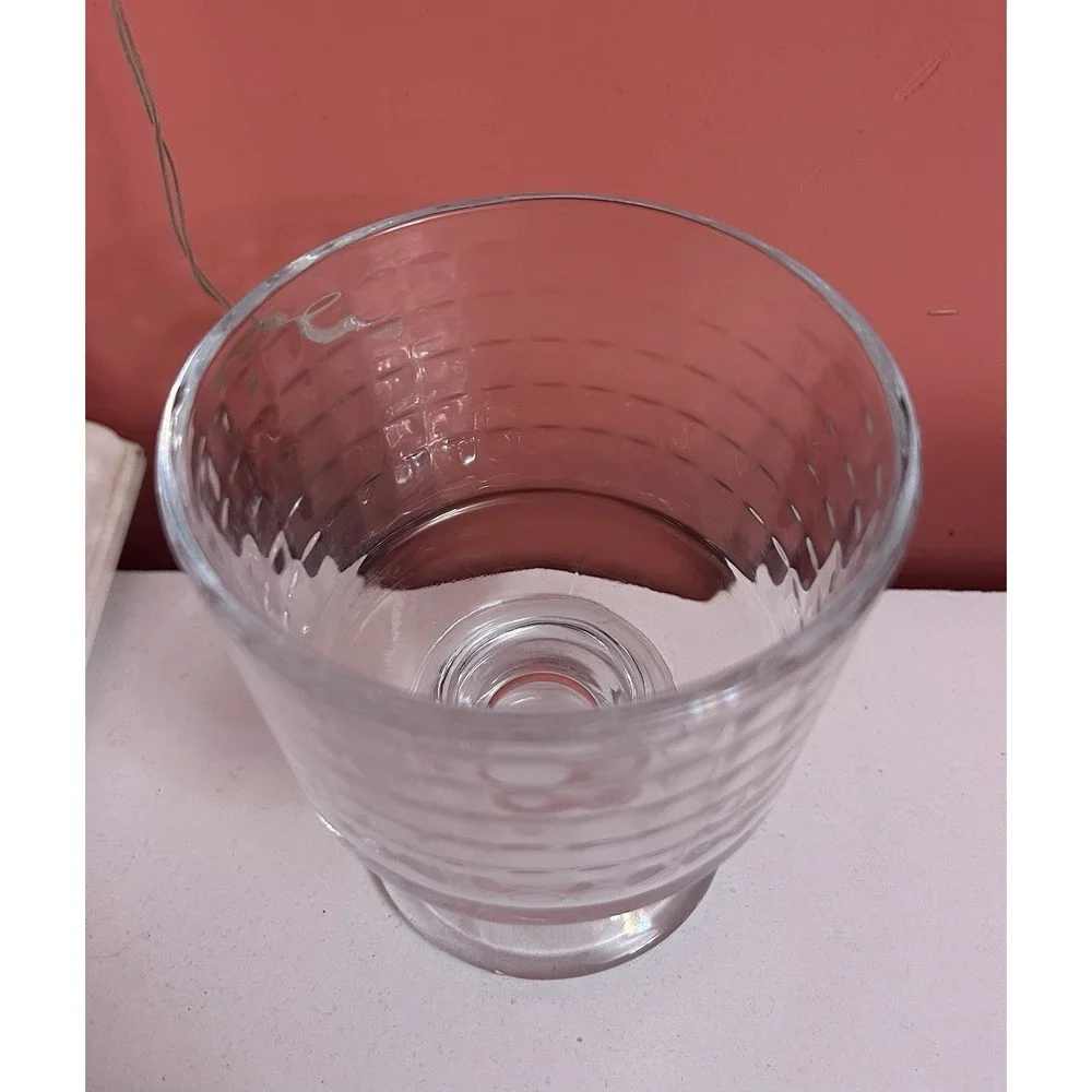 Clear Glass Goblet Pedestal Cup with Textured Bowl and Textured Sides
